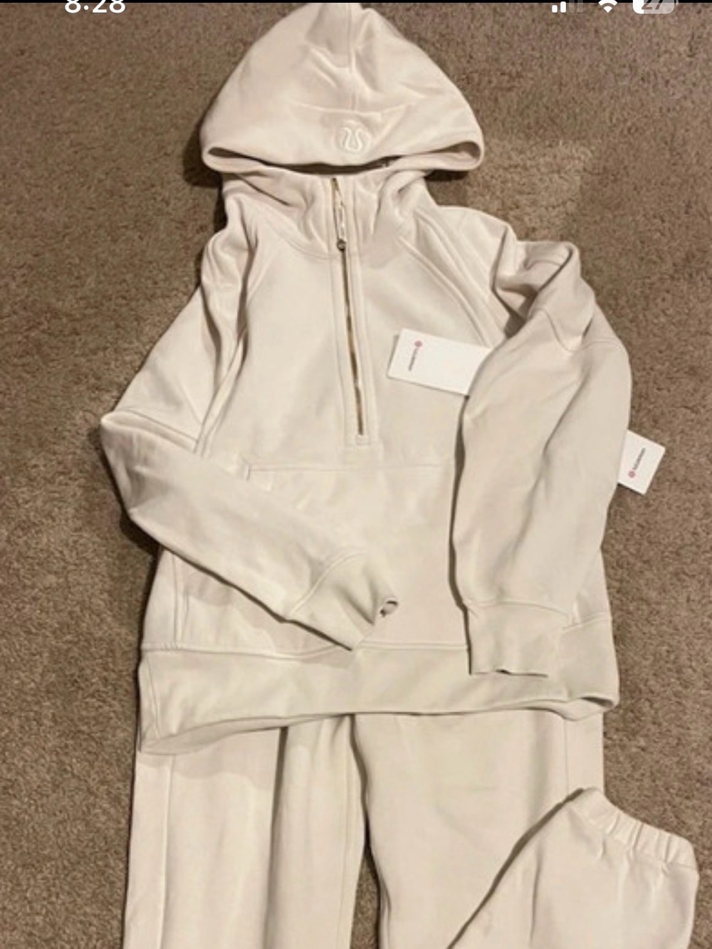 NWT Lululemon Light Cream Half-Zip Hoodie Set